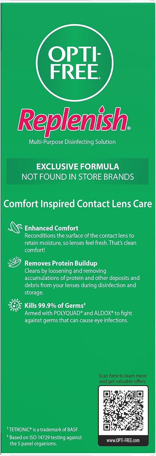 OPTI-FREE Replenish Contact Lens Solution with Contact Lens Case, 2 x 10 oz