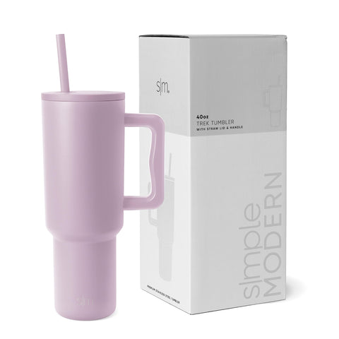 Simple Modern 40 oz Tumbler with Handle and Straw Lid | Insulated Cup Reusable Stainless Steel Water Bottle Travel Mug Cupholder Use | Gifts for Women Men Him Her | Trek Collection | Lavender Mist