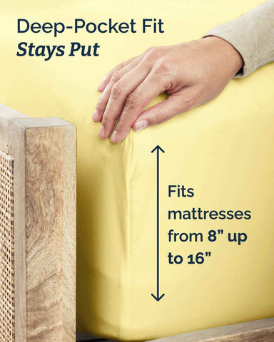 Twin XL 3 Piece Sheet Set - College Dorm Room Essentials - Yellow