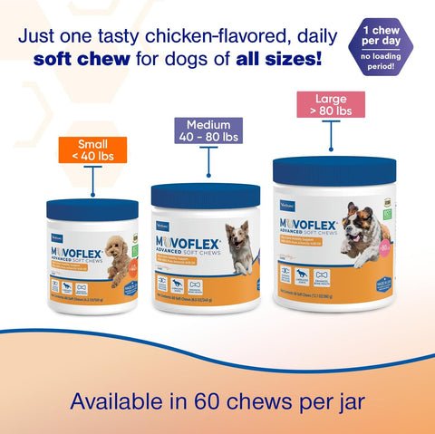 MOVOFLEX Advanced Soft Chews Hip and Joint Support Supplement for Medium Dogs -120 Count by Virbac