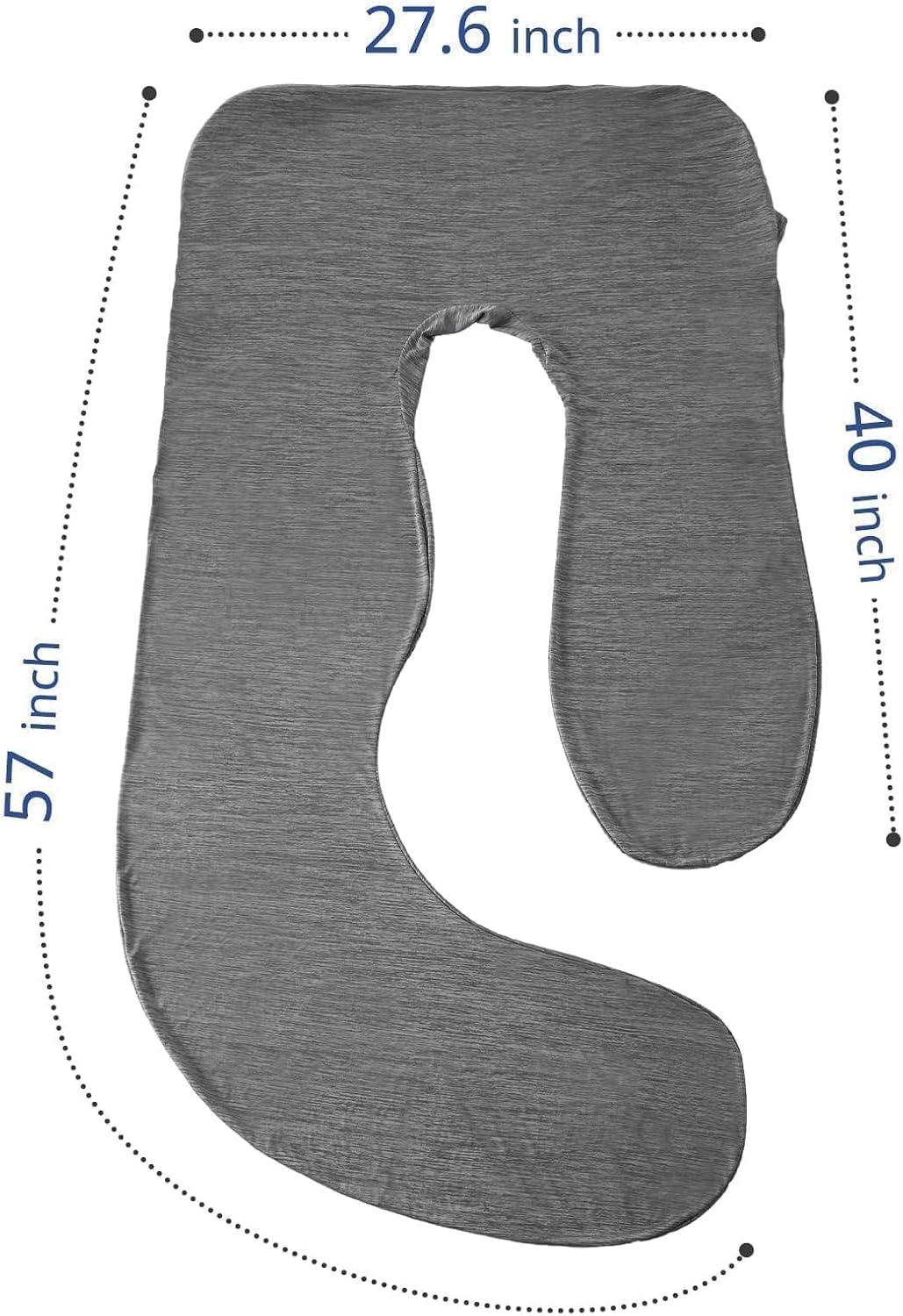 Sasttie Cooling Pregnancy Pillow Cover for 57-inch Maternity Pillow, Gray