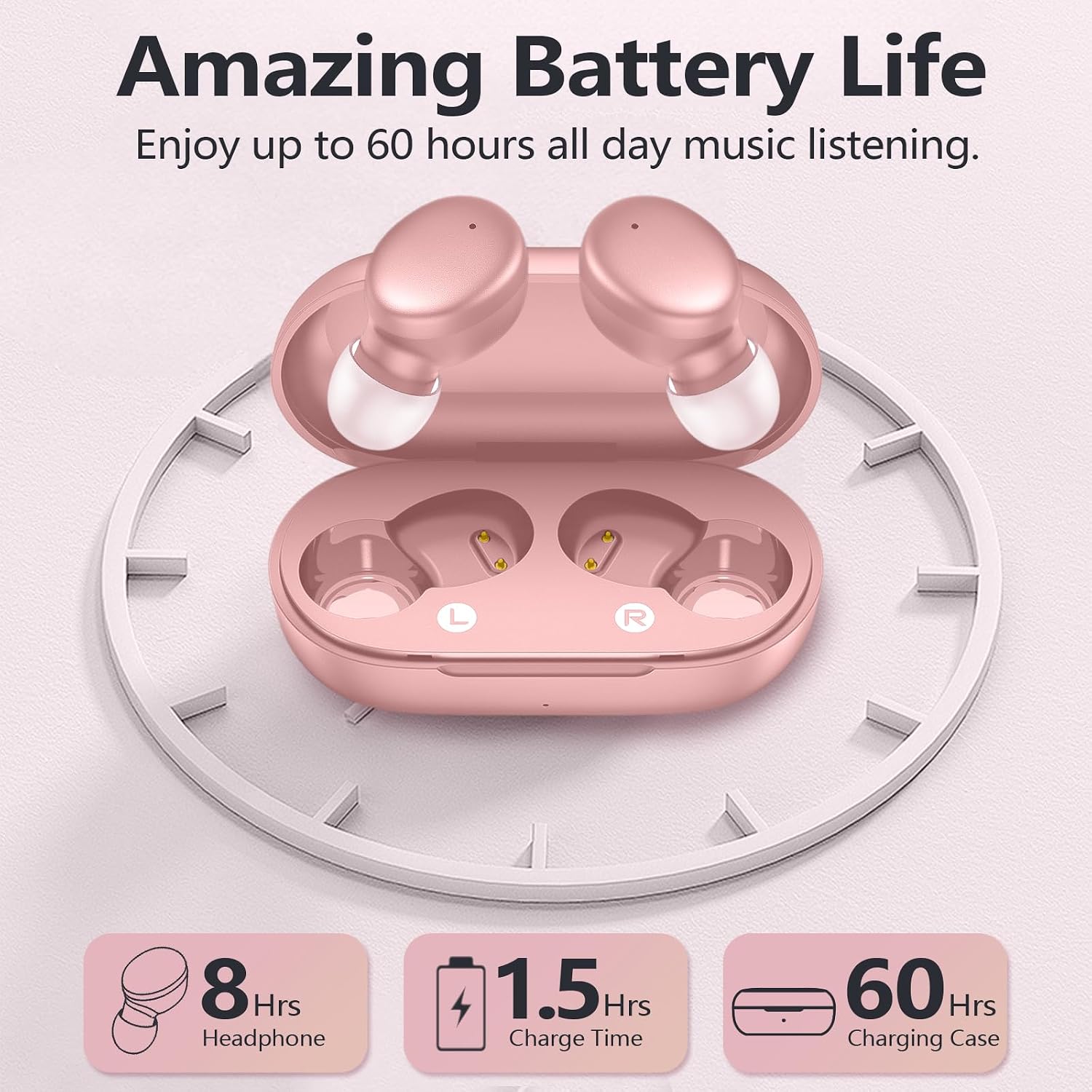MOZOTER Mini Wireless Earbuds Bluetooth 5.3 in Ear Headphones Headsets