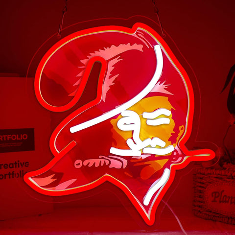 Buccaneers Football Neon Signs Led Sign for Wall Decor Rugby Team Light Up Sign Suitable for Man Cave Office Bar Pub Wall Art Gifts for Teen Boys