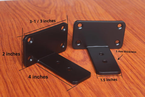 10 Pack - 4 inch Black Hidden L Shelf Bracket (1/5 Inch Thicked) Iron Floating Shelf Brackets Rustic Industrial Metal Brackets for Shelf Support
