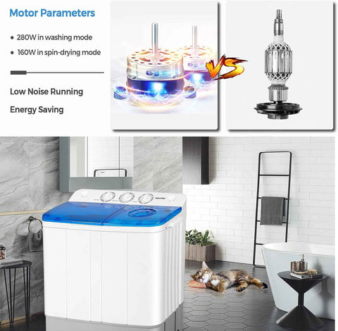 Giantex Portable Washing Machine, 2 in 1 Laundry Washer and Spinner Combo, 22lbs Capacity Twin Tub 13.2 lbs Washing 8.8 lbs Spinning, w/Timer Control, Built-in Drain Pump, Dorm Apartment