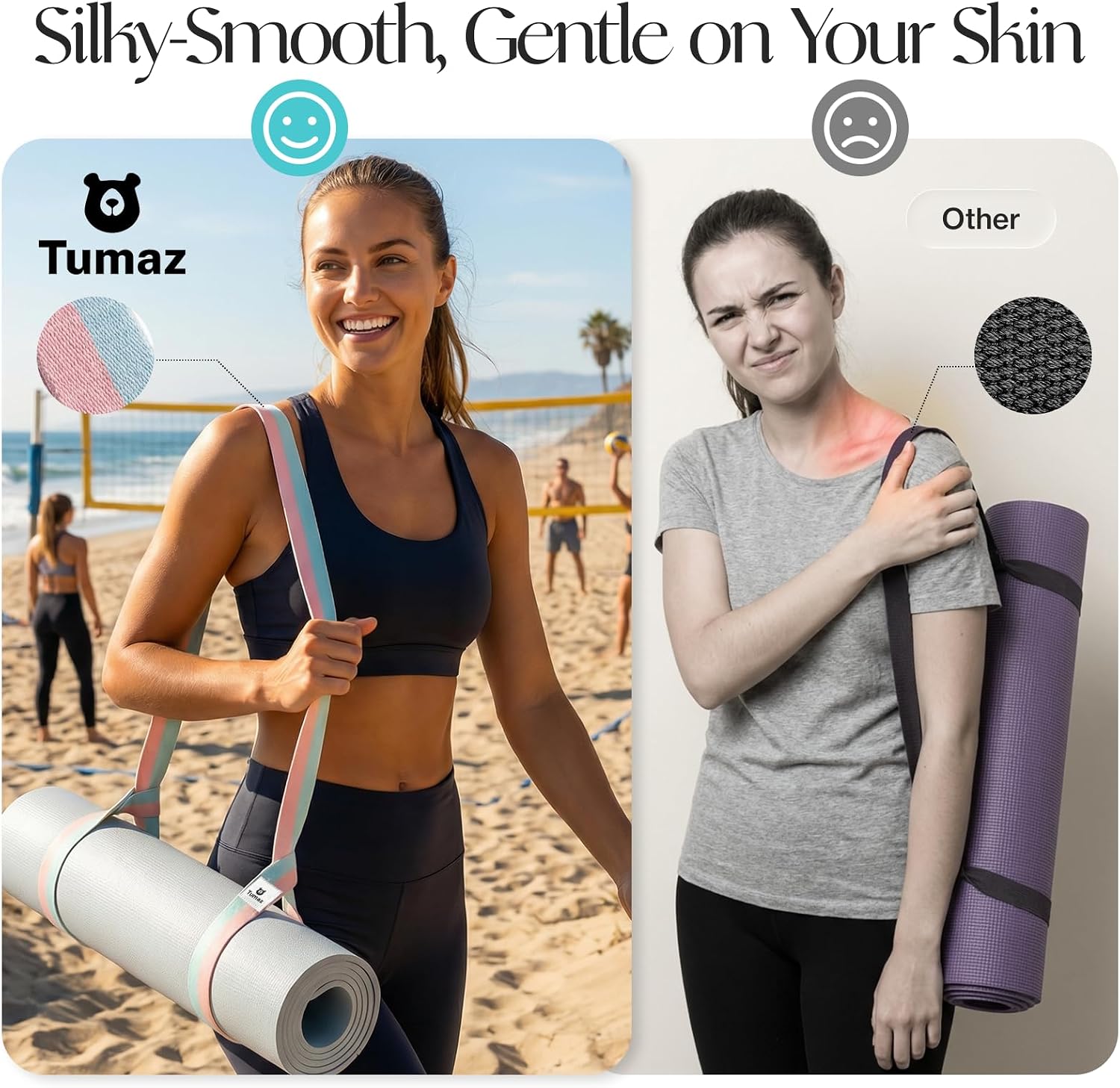 Tumaz Yoga Mat Strap Adjustable Carrier for All Yoga Mats, 2 Sizes
