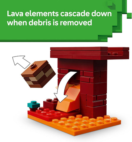 LEGO Minecraft The Nether Lava Battle Toy and Playset - Building Minecraft Toy for Kids, Ages 6+ - Alex, Wither Skeleton, Blaze and Strider Figures for Pretend Play - Gift Idea for Birthdays - 21266
