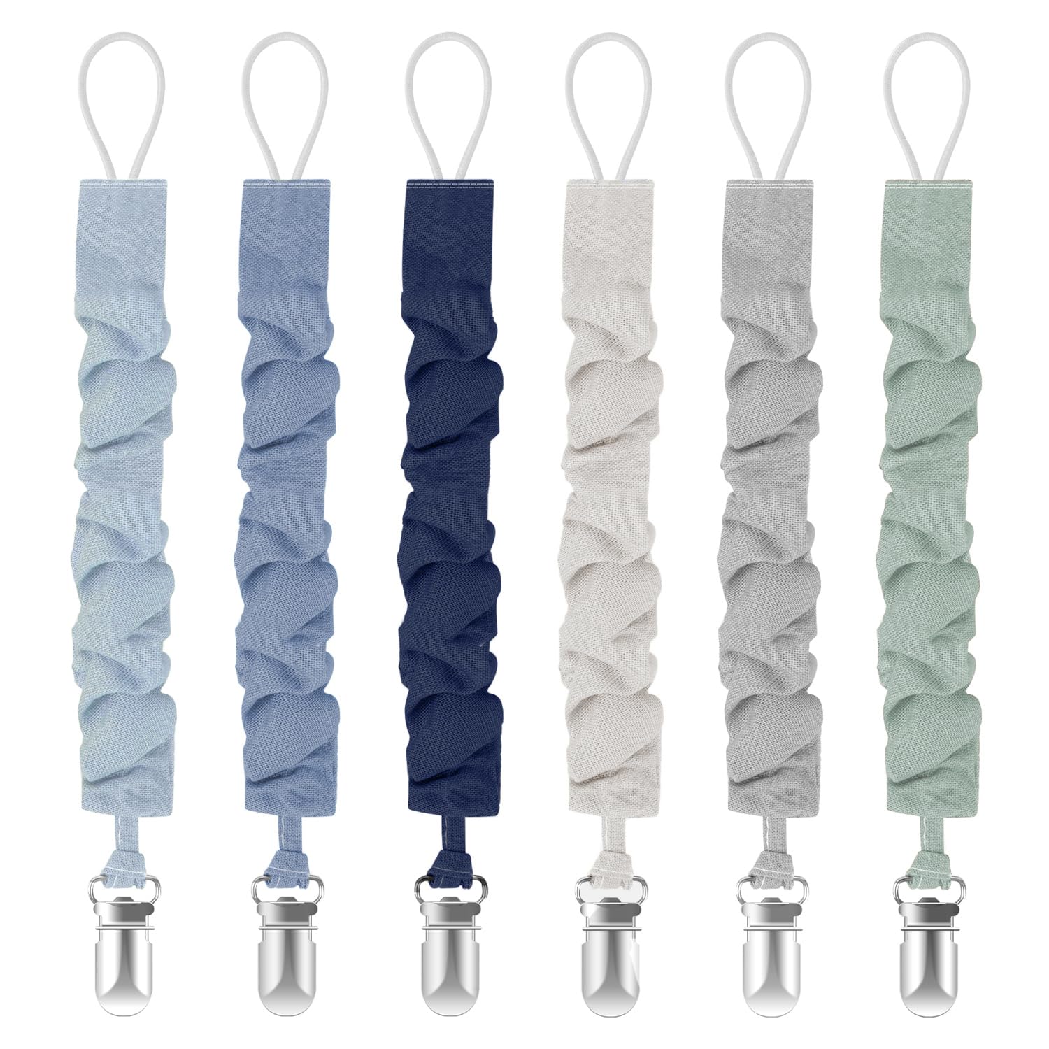 Pacifier Clips for Baby Boys and Girls, Pacifier Holders for Teething Relief and Baby Essentials, Safe for Newborns (6 Pack)