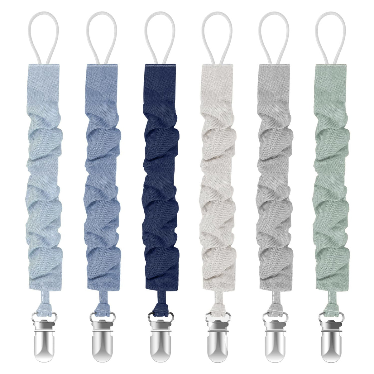 Pacifier Clips for Baby Boys and Girls, Pacifier Holders for Teething Relief and Baby Essentials, Safe for Newborns (6 Pack)