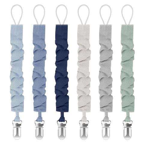Pacifier Clips for Baby Boys and Girls, Pacifier Holders for Teething Relief and Baby Essentials, Safe for Newborns (6 Pack)
