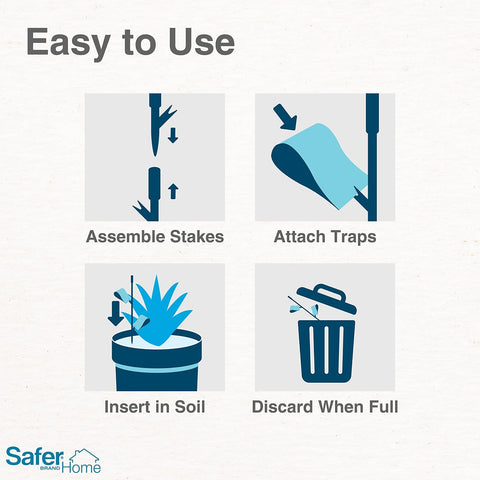 Safer Brand Home SH5026-3SR Houseplant Sticky Stake Insect Traps for Indoor Plants - 48 Traps Included - Controls Aphids, Whiteflies, Fruit Flies, Fungus Gnats, and Other Insects
