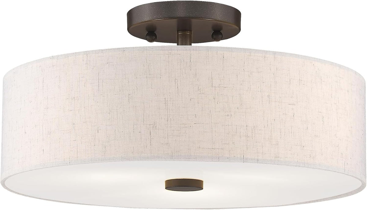 Livex Lighting 52135-92 3-Light Semi Flush Ceiling Light, English Bronze
