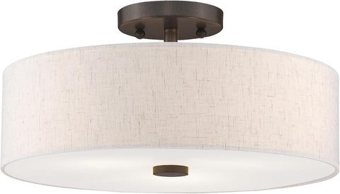Livex Lighting 52135-92 3-Light Semi Flush Ceiling Light, English Bronze