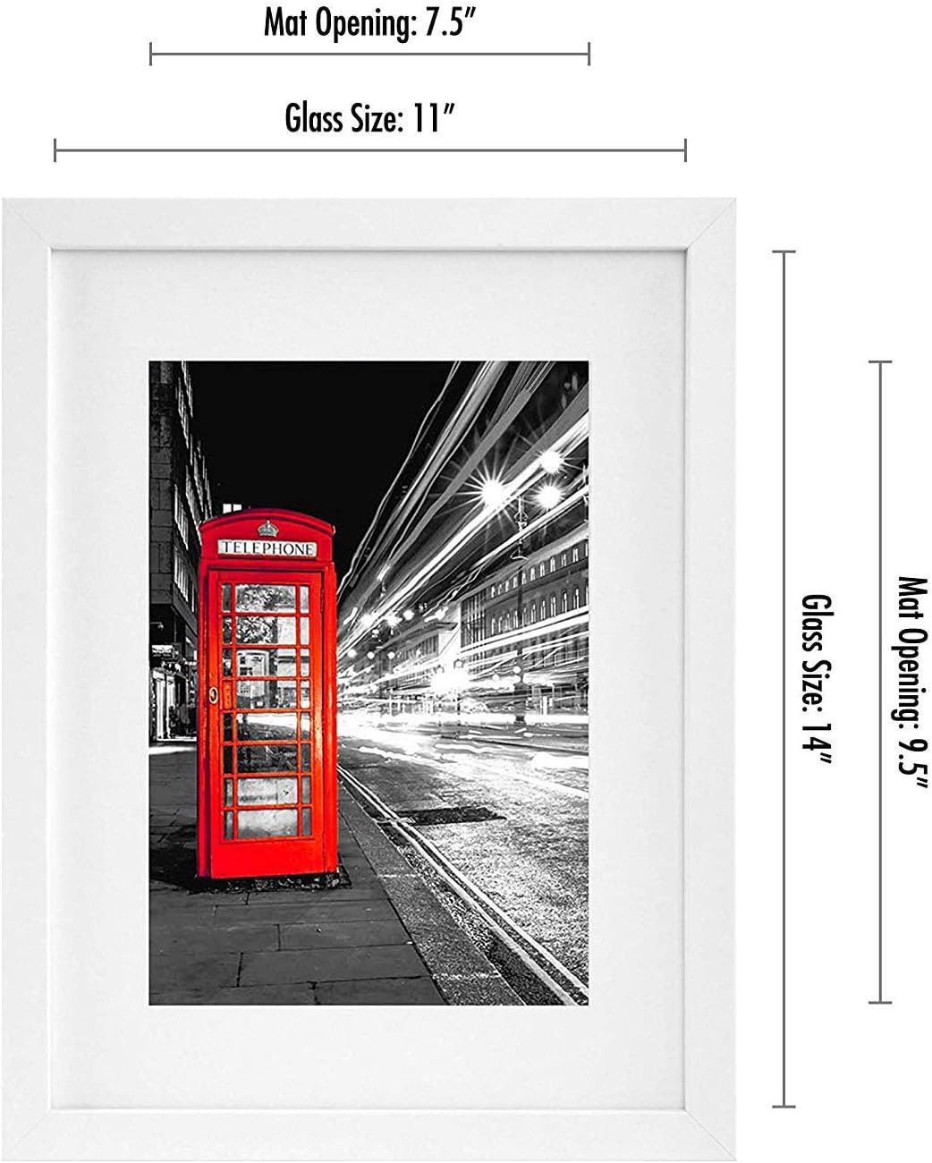 Americanflat 11x14 Picture Frame - Matted to 8x10 - Engineered Wood - White