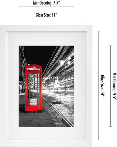 Americanflat 11x14 Picture Frame - Matted to 8x10 - Engineered Wood - White