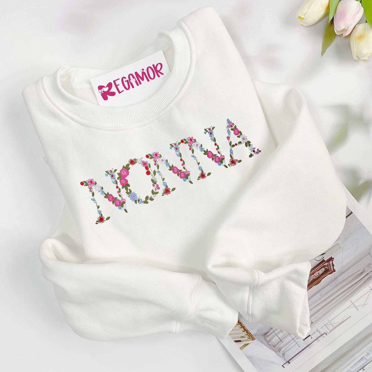 Embroidery Nonna Sweatshirts For Women Gift Sweatshirt From Grandkids Nonna Flower Grandma Gift Mothers Christmas