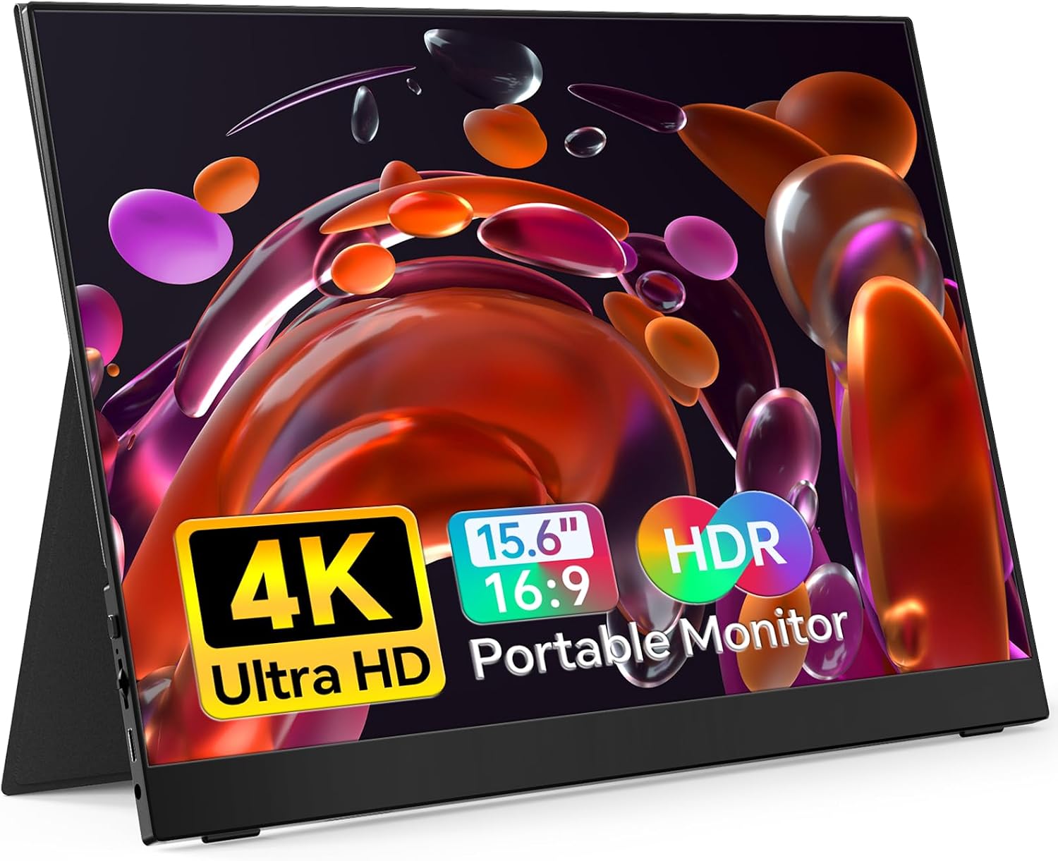 ForHelp True 4K Portable Monitor - 15.6inch UHD 3840×2160 100% sRGB USB-C HDMI External Second Monitor Portable IPS Screen Computer Display with Speakers for Laptop MacBook Switch PS5/4 Xbox
