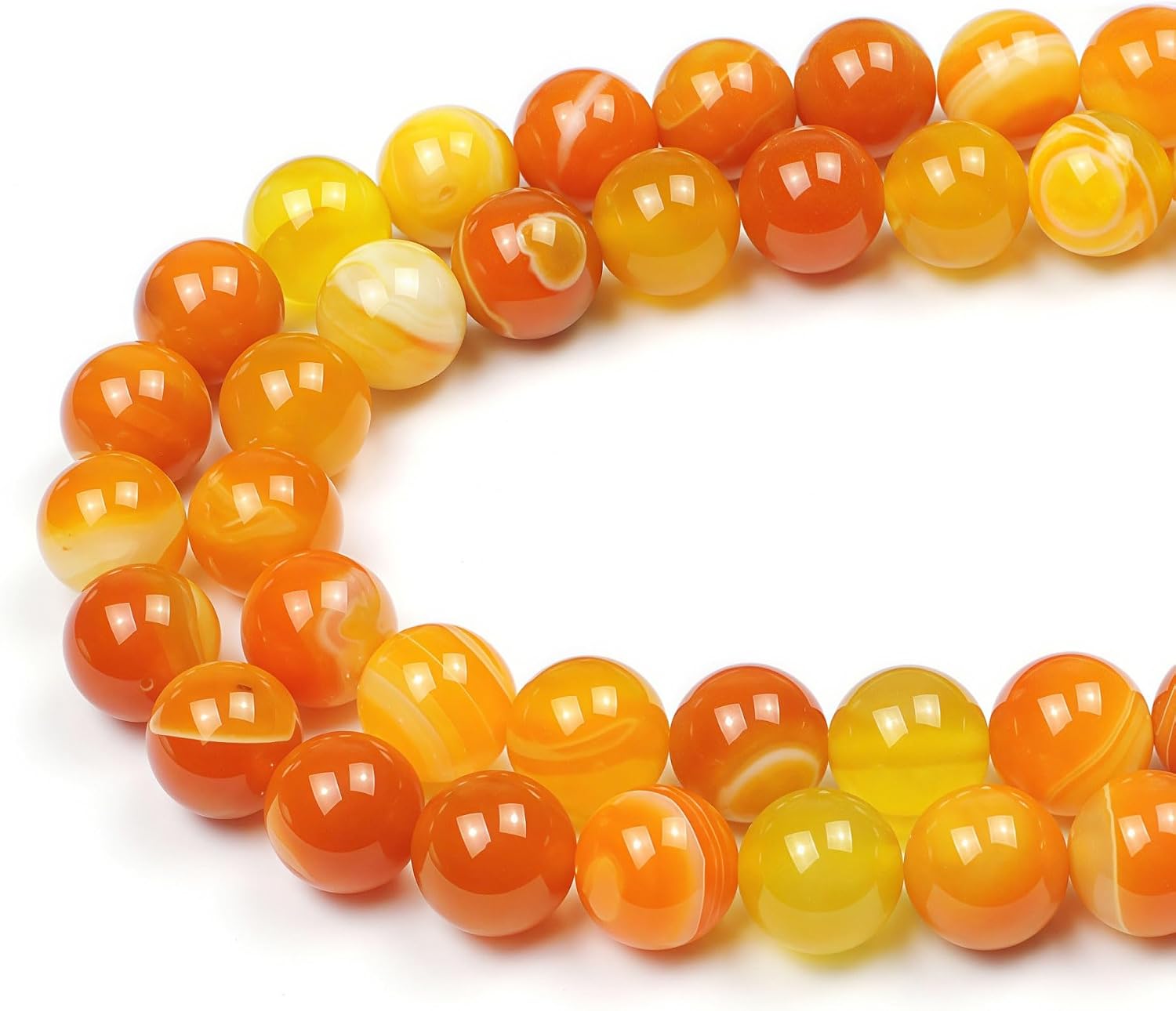 MJDCB Natural Stone Beads Orange Stripe Agate Round Loose Beads for Jewelry Making DIY Bracelet Necklace (6mm)