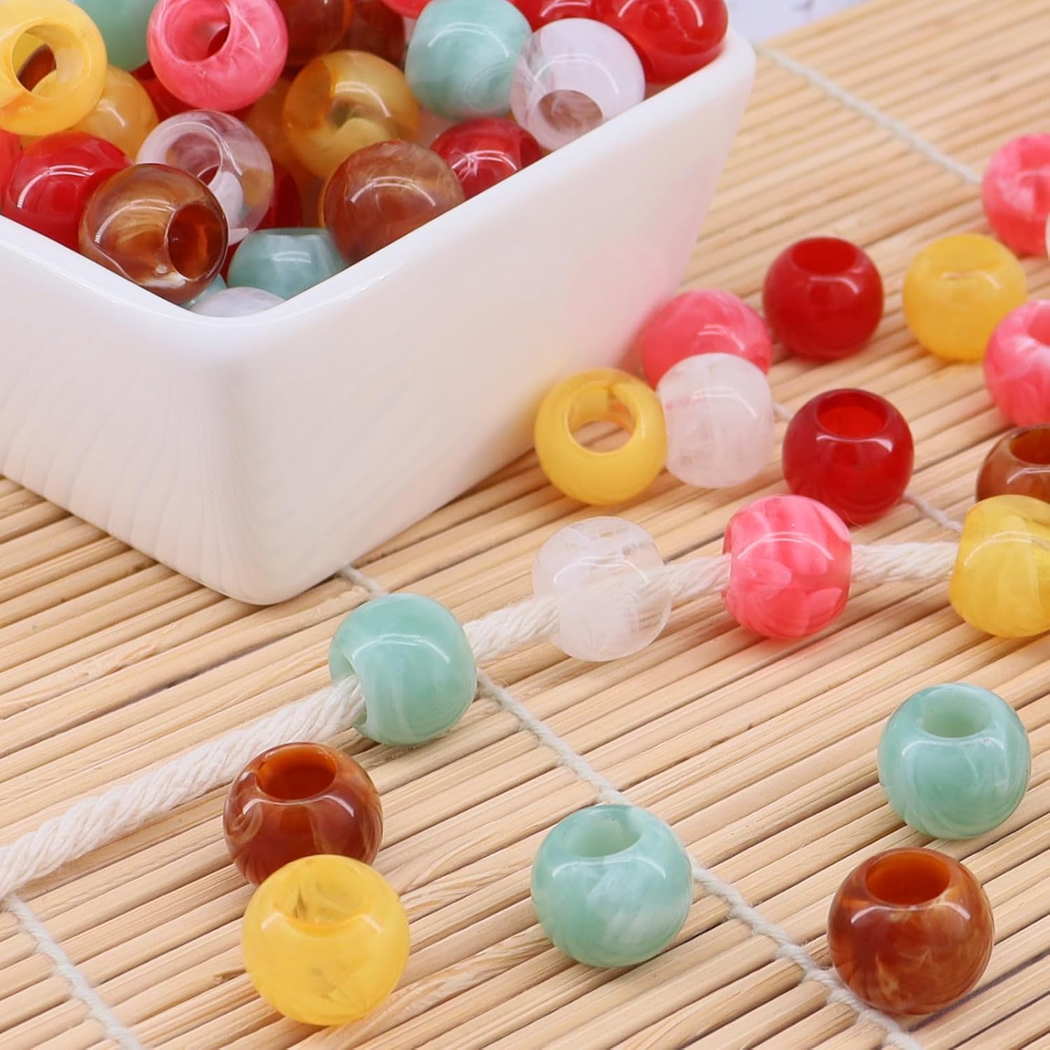 120PCS 14mm Acrylic Beads Transparent Colorful Mix Color Pop Autumn Beads for Craft DIY Project