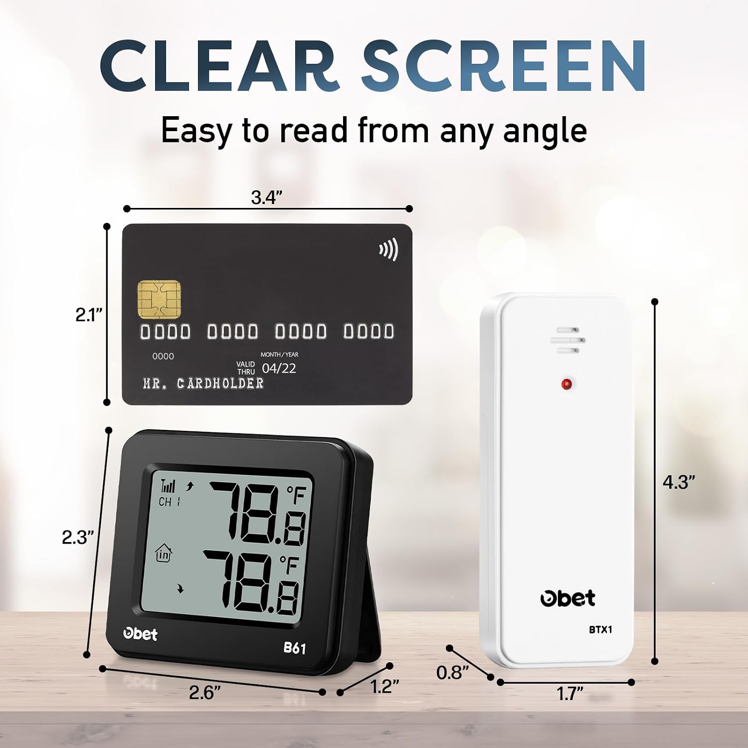 Indoor Outdoor Thermometer Wireless 500 FT Outdoor Thermometer with Sensor