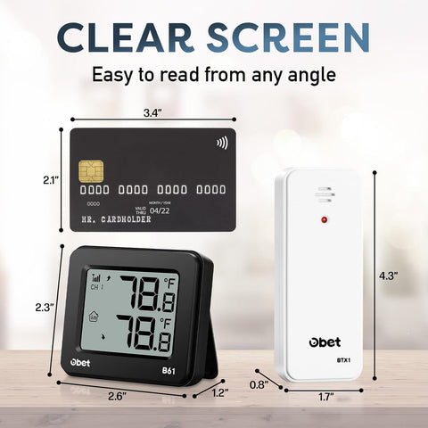 Indoor Outdoor Thermometer Wireless 500 FT Outdoor Thermometer with Sensor