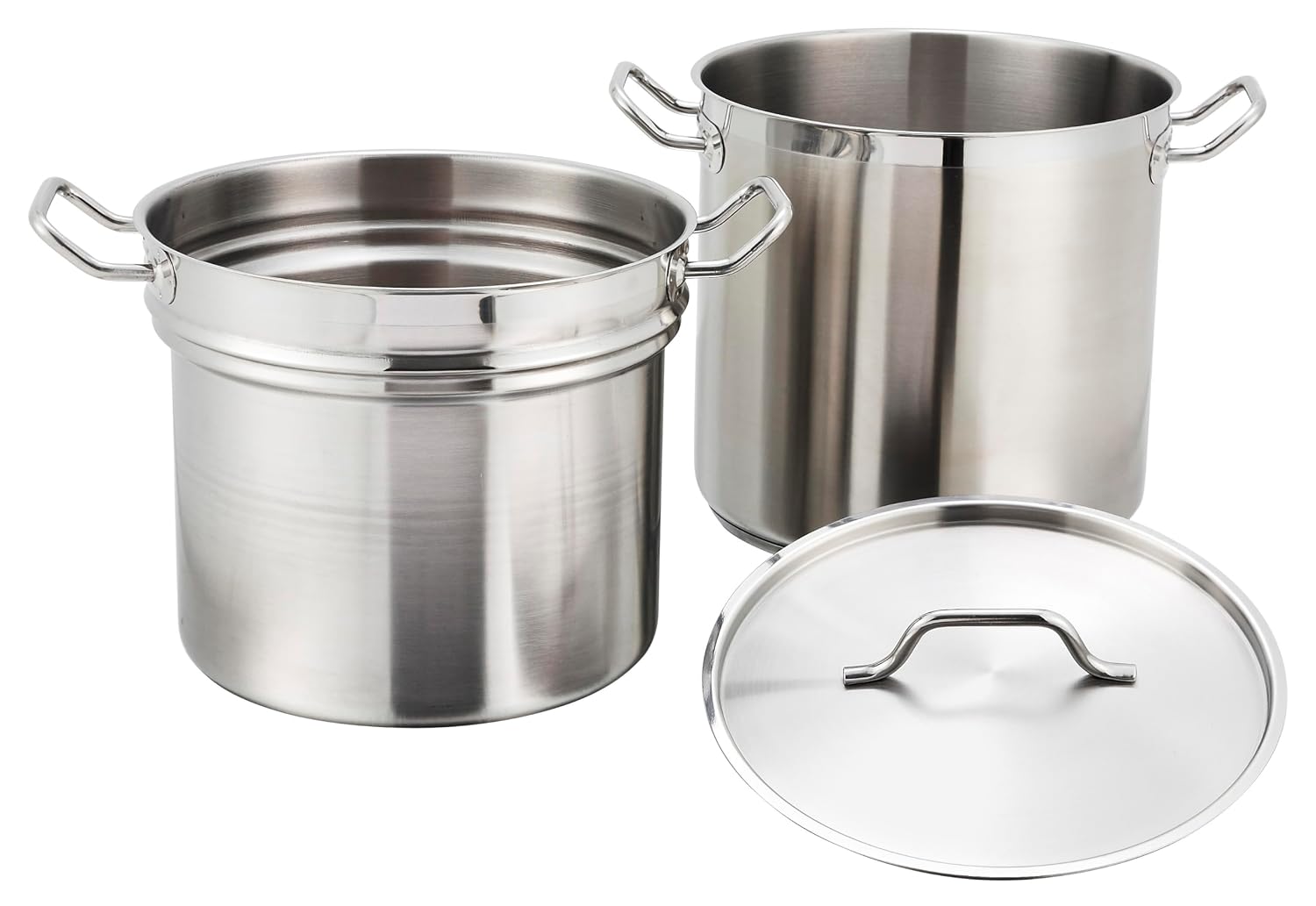 Winco 8 qt Stainless Steel Double Boiler with Cover