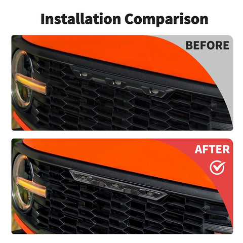 JWWY for Bronco Front Grill Mesh Inserts Cover Trim Compatible with 2023 Ford Bronco Raptor Accessories Carbon Fiber