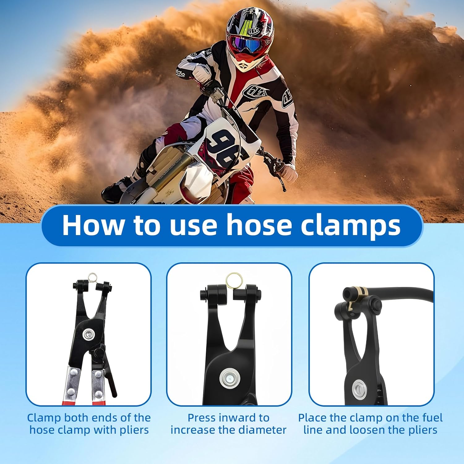 10ft 1/4" ID Fuel Line Hose with 20pcs 2/5" Clamps - Fits Kawasaki, Kohler, Briggs & Stratton Small Gas/Diesel Engines, Generators, Powersports - Durable Flexible Rubber Hose Kit