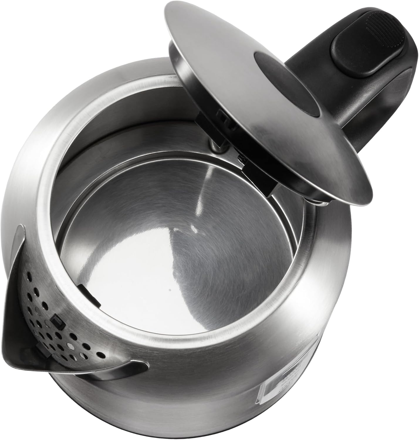 Amazon Basics Electric Kettle, Tea Kettle & Water Boiler with Auto Shut-Off, Boil Dry Protection, Strix Thermostat, BPA-Free, 1500W, 1.1Qt (1L), Stainless Steel, New Model, Black & Silver