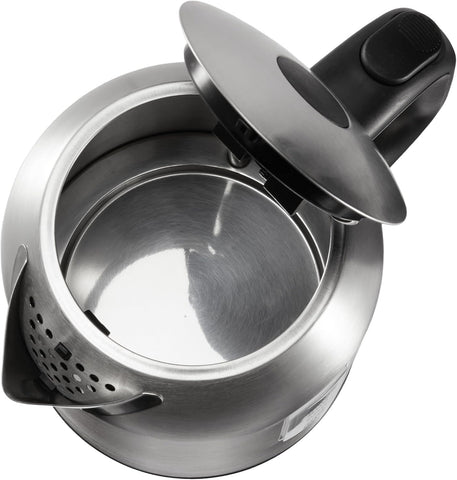 Amazon Basics Electric Kettle, Tea Kettle & Water Boiler with Auto Shut-Off, Boil Dry Protection, Strix Thermostat, BPA-Free, 1500W, 1.1Qt (1L), Stainless Steel, New Model, Black & Silver