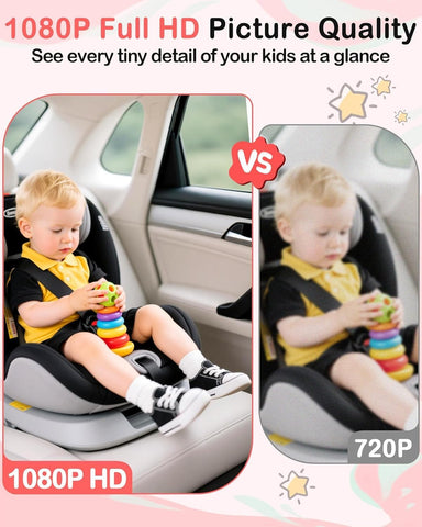 Dual Baby Car Camera HD 1080P: 6.9" Split-Screen Monitor for 2 Kids & Twins