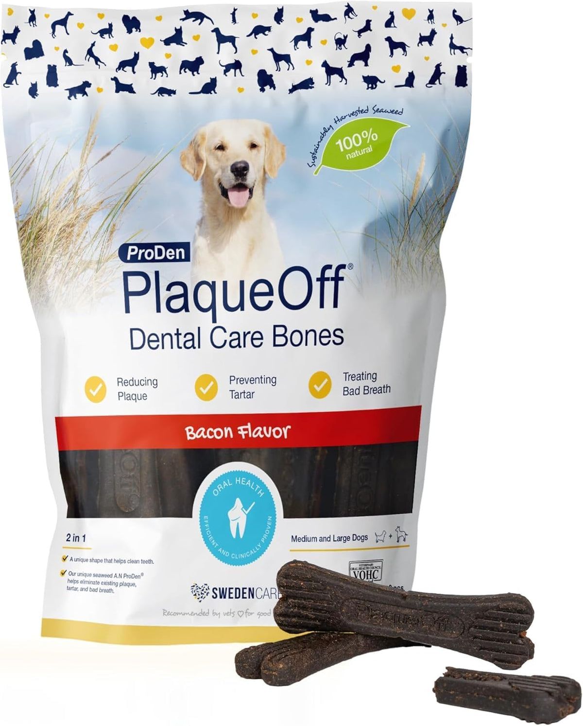 ProDen PlaqueOff Dental Bones for Dogs - Bacon Flavored - 17 oz