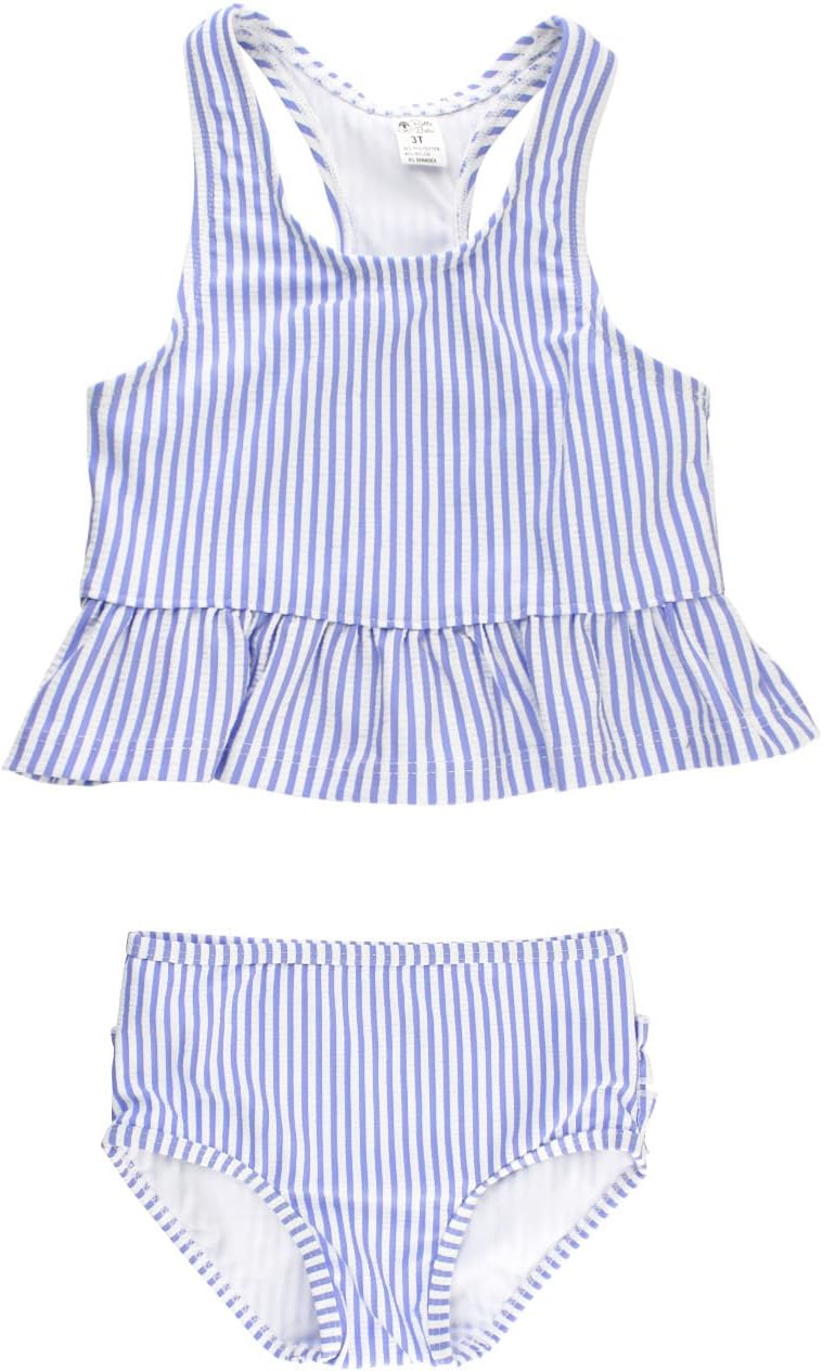 RuffleButts Girls UPF50+ Sun Protection One Shoulder Ruffle Tankini Two Piece Swimsuit