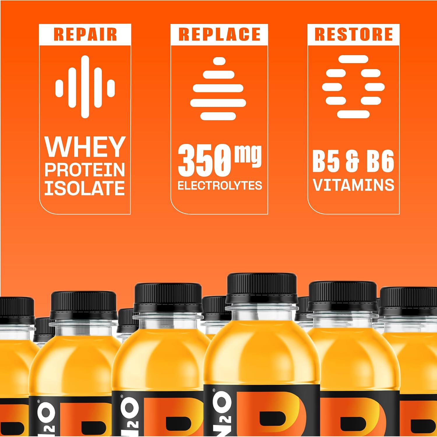 Protein2o Hydration Drink - 2-in-1 Liquid Clear Whey Protein Isolate and Electrolyte Drink - 20g Protein, Vitamins B5, B6 - Post-Workout Recovery - 16.9 Fl Oz - 12 Count Orange Mango
