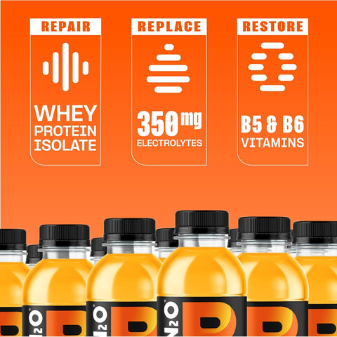 Protein2o Hydration Drink - 2-in-1 Liquid Clear Whey Protein Isolate and Electrolyte Drink - 20g Protein, Vitamins B5, B6 - Post-Workout Recovery - 16.9 Fl Oz - 12 Count Orange Mango