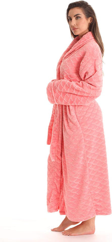 Just Love Velour Kimono Robe Hooded Bath Robes for Women Maxi Length