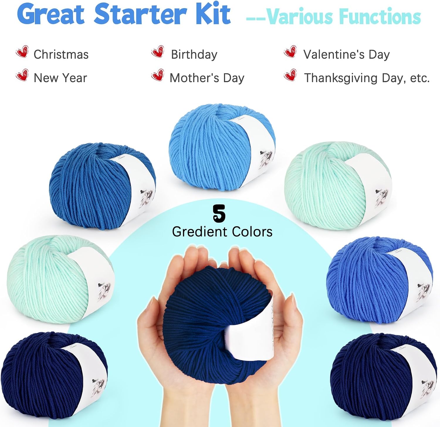 Katech 20 Skeins Cotton Yarn for Crocheting-Crochet Yarn Set-(Color F)