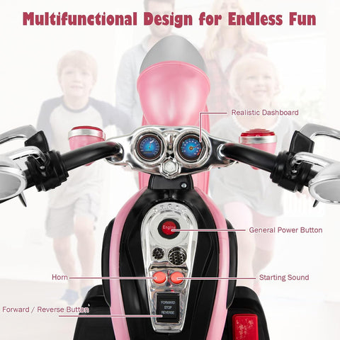 Costzon 6V Ride on Chopper Kids Motorcycle with Horn, Headlight (Pink)