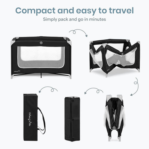 Dream On Me Zodiak Portable Playard, Compact for Travel, Carry Bag, Black