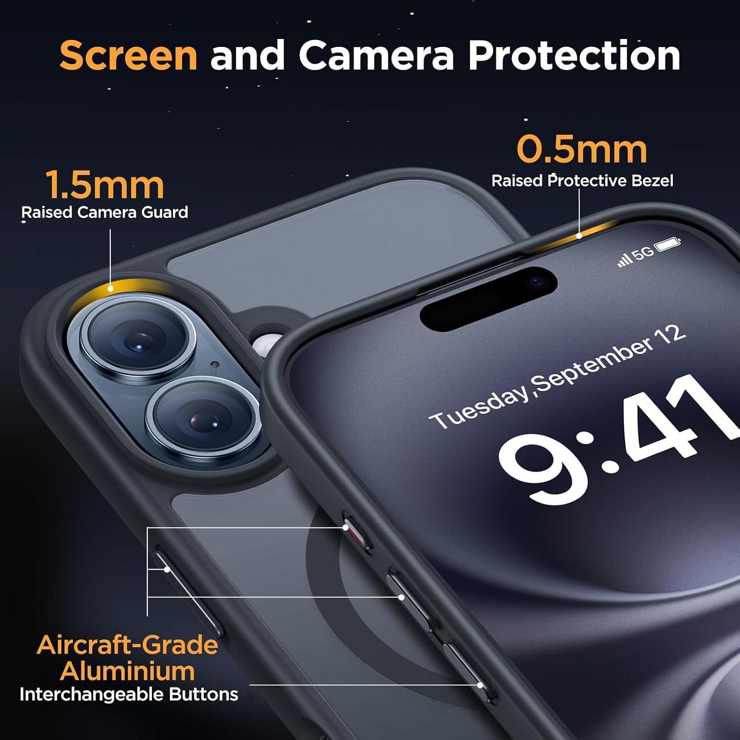 Miracase Magnetic Series for iPhone 16 Case [Compatible with MagSafe] Military-Grade Protection, Anti-Fingerprint, Slim Phone Case for iPhone 16 6.1 inch - Black