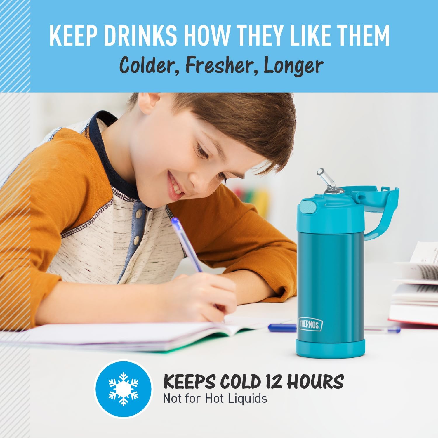 THERMOS FUNTAINER Water Bottle with Straw, 12oz, Teal