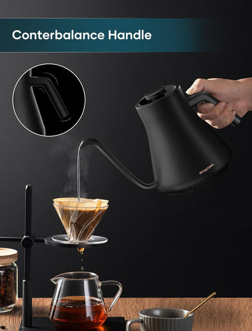 INTASTING Electric Kettles, Gooseneck Electric Kettle, ±1℉ Temperature Control, Stainless Steel Inner, Quick Heating, for Pour Over Coffee, Brew Tea, Boil Hot Water, 0.9L (Artisan)