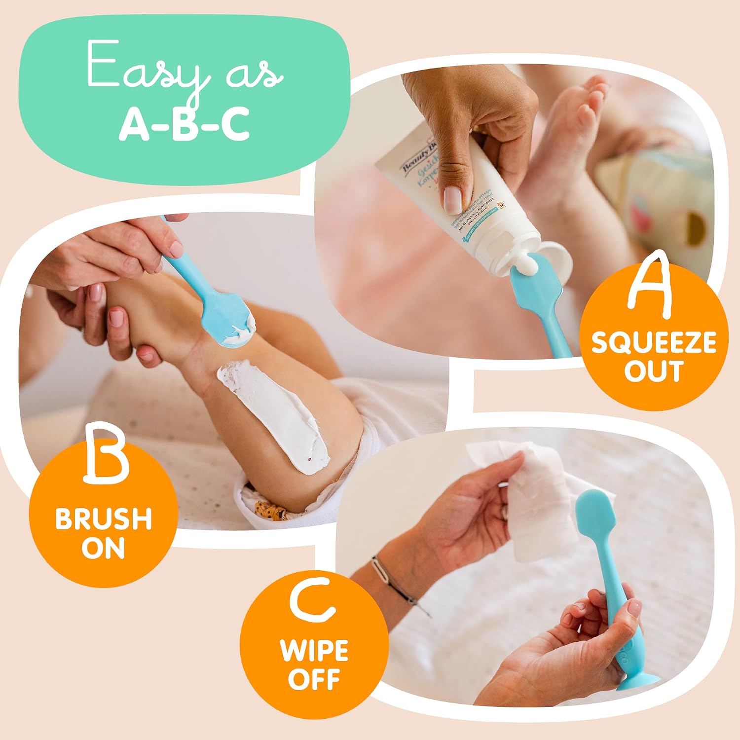Bumco Baby Bum Brush + Travel Diaper Cream Spatula Set With Case (Blue)