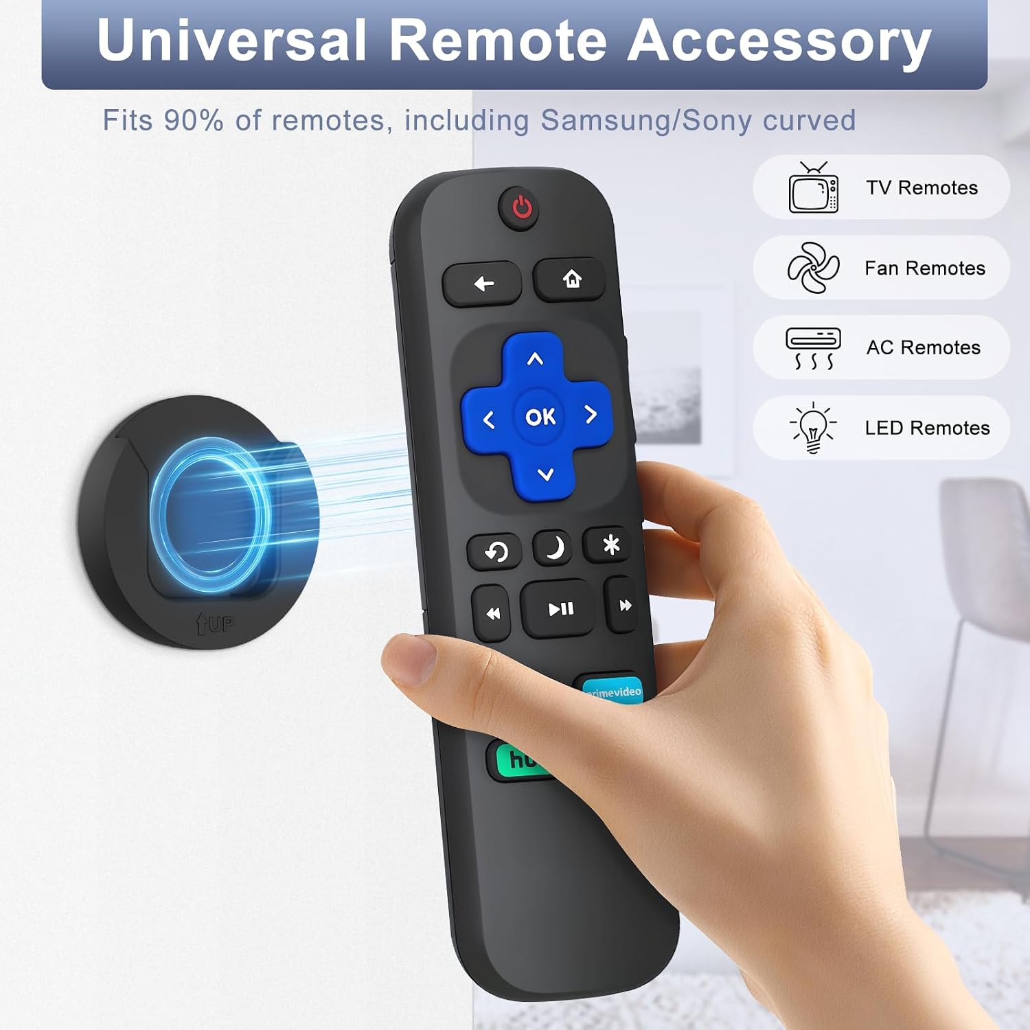 YYILIS Magnetic Remote Control Holder Wall Mount, Self-Adhesive Bedside Caddy for TV Backside/Bedroom/Office/RV Home Organizer Storage (Black 6)