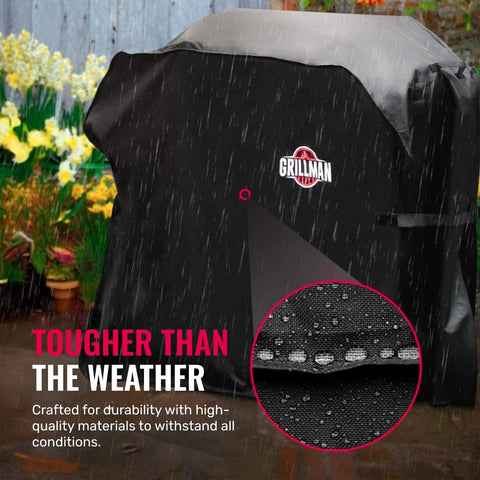 Grillman Premium Grill Cover for Outdoor Grill, BBQ Grill Cover 60 Inch- Rip-Proof, Waterproof, Top Heavy-Duty Large 60 Inch Grill Cover - Barbecue Cover & Gas Grill Covers (60"L x 28"W x 44"H, Black)
