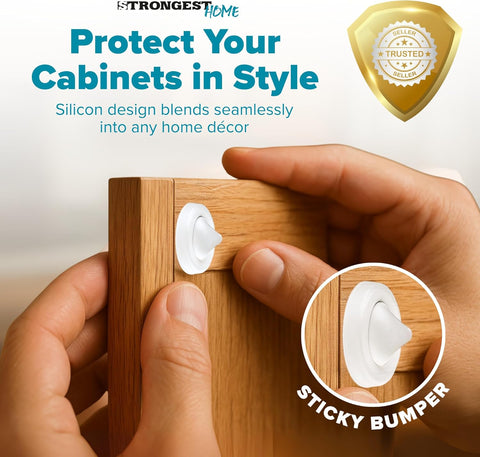 STRONGEST HOME Cabinet Door Bumper 200 Pack Clear Rubber - Self Adhesive Stoppers for Quiet Close Protection - Drawer Pads for Furniture and Surface Cushioning - 0.5 x 0.2 Inch