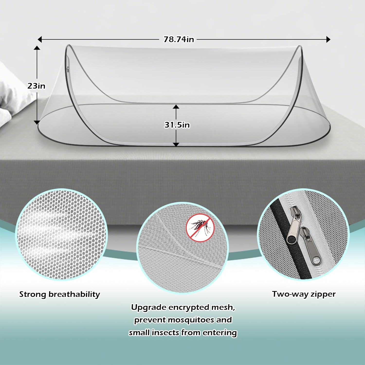 78 * 31 * 23Large Pop-Up Mosquito Net, Lightweight, Breathable, and Soft Convenient Mesh Tent,Foldable and Durable,Mosquito Net for Bed,Apply to Outdoor Athletes, Camping, Beach,Starlit Sky of Night.