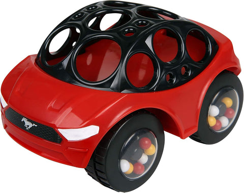 Bright Starts Ford Rattle & Roll Mustang Race Oball Car Toy Push and Go Vehicle, Easy Grasp, Ages 3 Months+, Red & Black