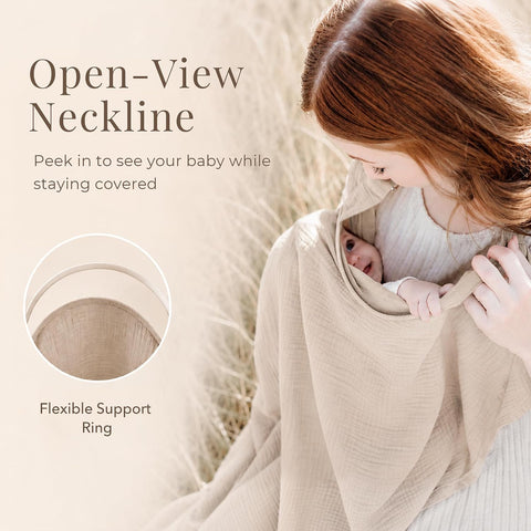 Konssy Muslin Nursing Cover Up for Breastfeeding with Rigid Hoop