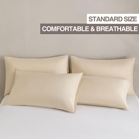 MINIPANDA Beige Pillow Cases Standard Size Set of 4, Envelope Design